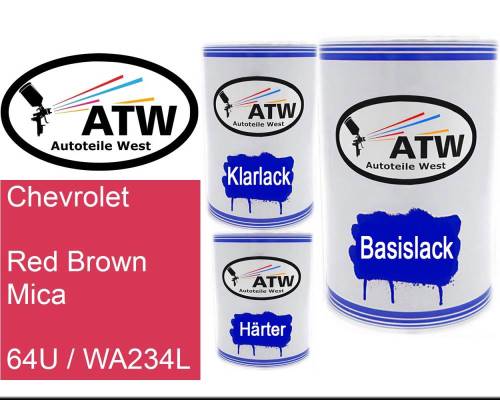 Chevrolet, Red Brown Mica, 64U / WA234L: 500ml Lackdose + 500ml Klarlack + 250ml Härter - Set, von ATW Autoteile West.